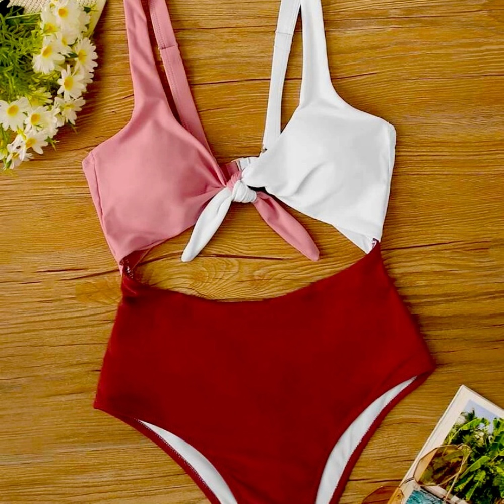 SHEIN color cut out one piece swim suit